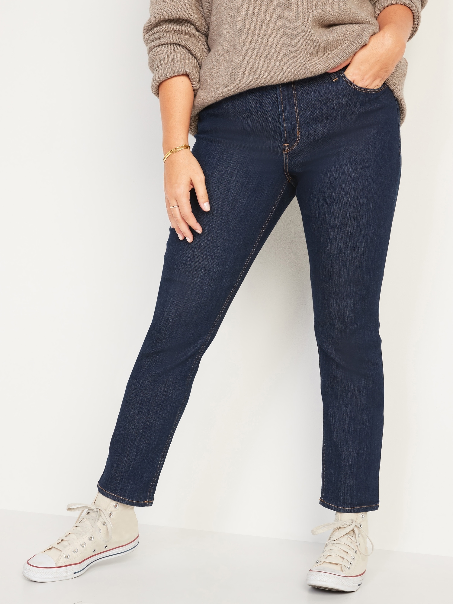 MidRise DarkWash Straight Jeans for Women Old Navy