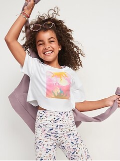 Breathe ON Cropped Graphic T-Shirt for Girls