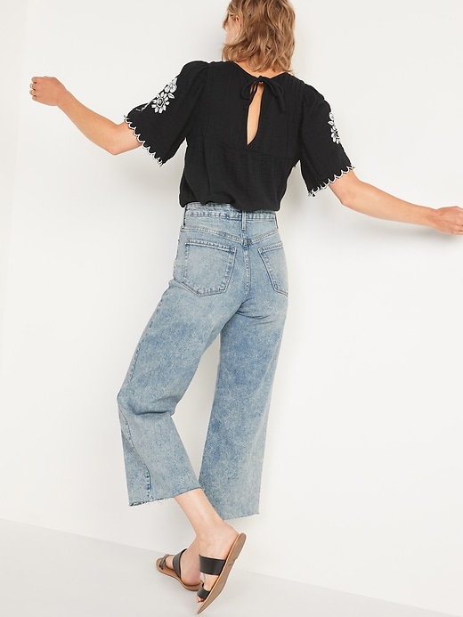 Image number 6 showing, Extra High-Waisted Wide-Leg Raw-Hem Jeans for Women