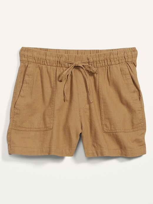 Image number 4 showing, High-Waisted Linen-Blend Utility Shorts for Women -- 4-inch inseam