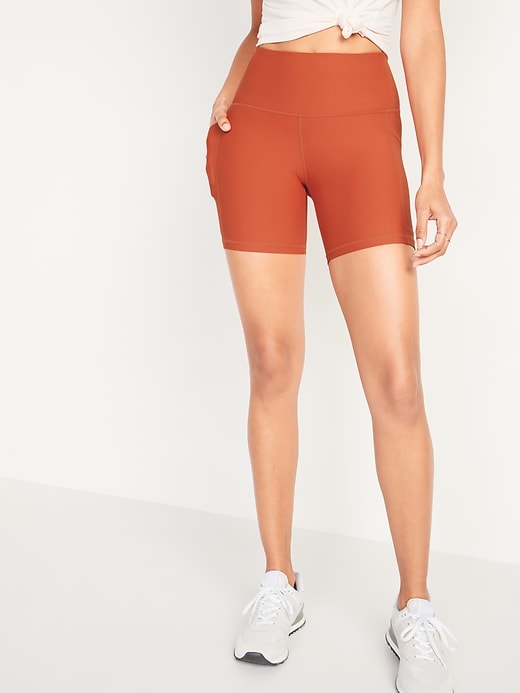Image number 5 showing, High-Waisted PowerSoft Biker Shorts -- 6-inch inseam