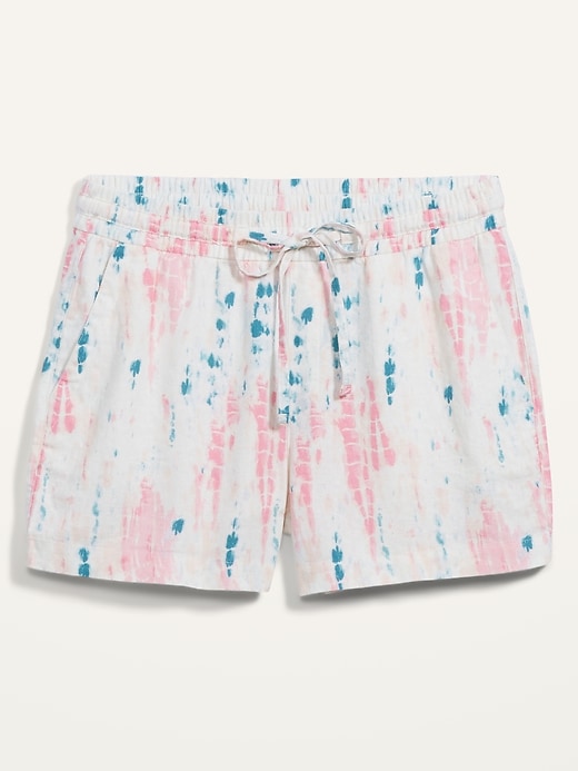 Image number 4 showing, High-Waisted Tie-Dye Linen-Bend Shorts for Women -- 4-inch inseam