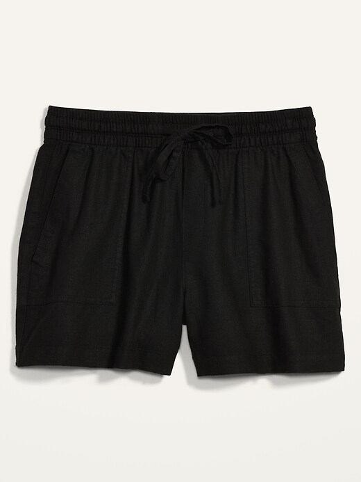 Image number 4 showing, High-Waisted Linen-Blend Tie-Front Utility Shorts for Women -- 4-inch inseam