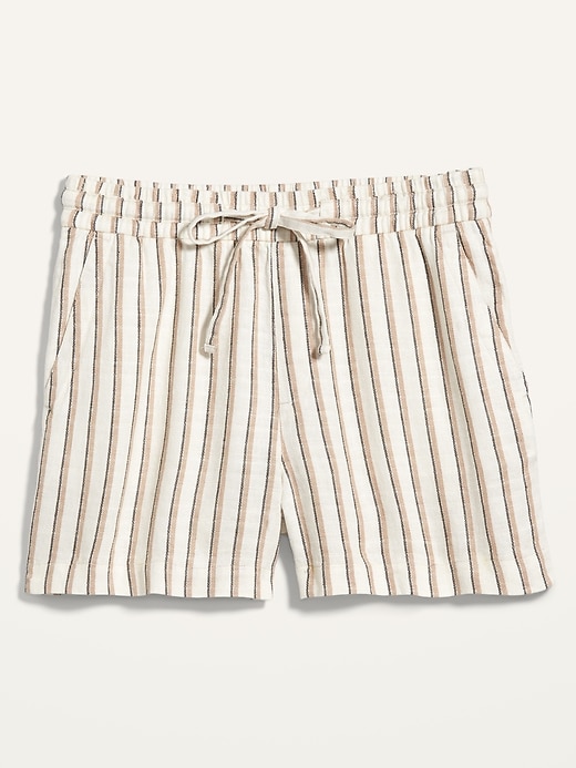 Image number 4 showing, High-Waisted Dobby-Stripe Linen-Blend Shorts for Women -- 4-inch inseam
