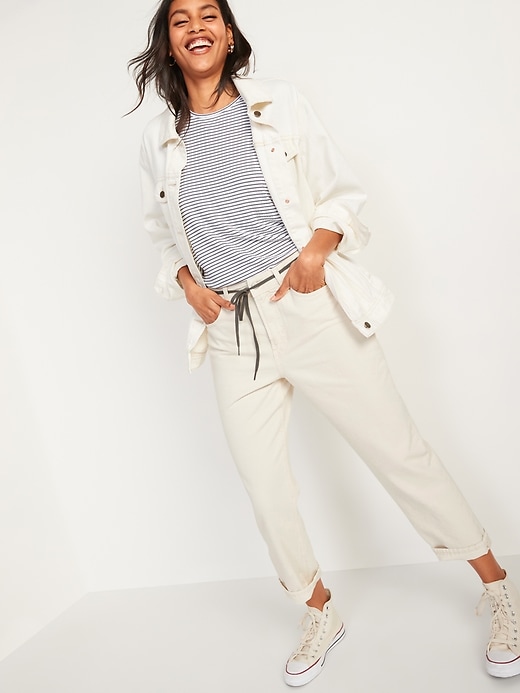 Image number 3 showing, High-Waisted Slouchy Straight Cropped Workwear Jeans for Women