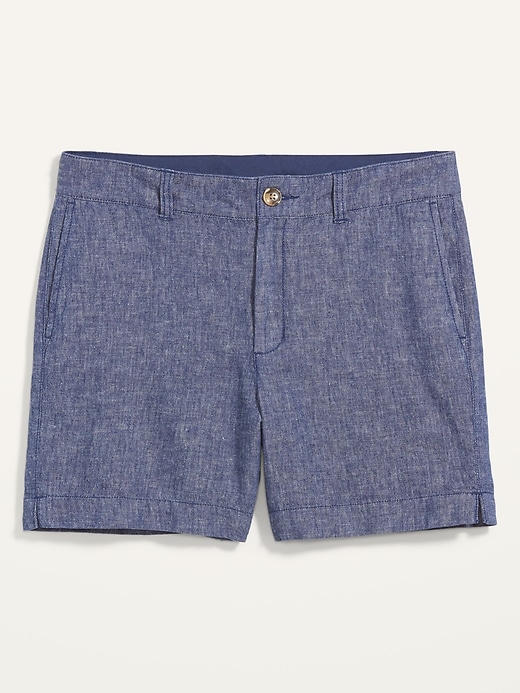Image number 4 showing, High-Waisted Chambray Linen-Blend Everyday Shorts -- 5-inch inseam