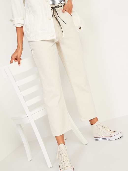 Image number 5 showing, High-Waisted Slouchy Straight Cropped Workwear Jeans for Women