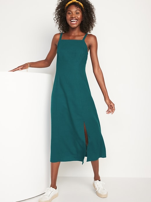 Image number 3 showing, Sleeveless Linen-Blend Maxi Dress