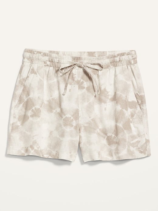 Image number 4 showing, High-Waisted Printed Linen-Blend Shorts for Women -- 4-inch inseam