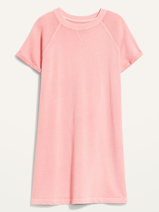 Image number 4 showing, Short-Sleeve Specially Dyed French-Terry Mini Sweatshirt Shift Dress for Women