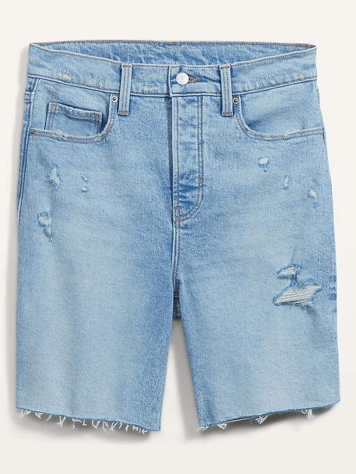 Image number 4 showing, Extra High-Waisted Sky-Hi Straight Button-Fly Cut-Off Jean Shorts for Women -- 7-inch inseam