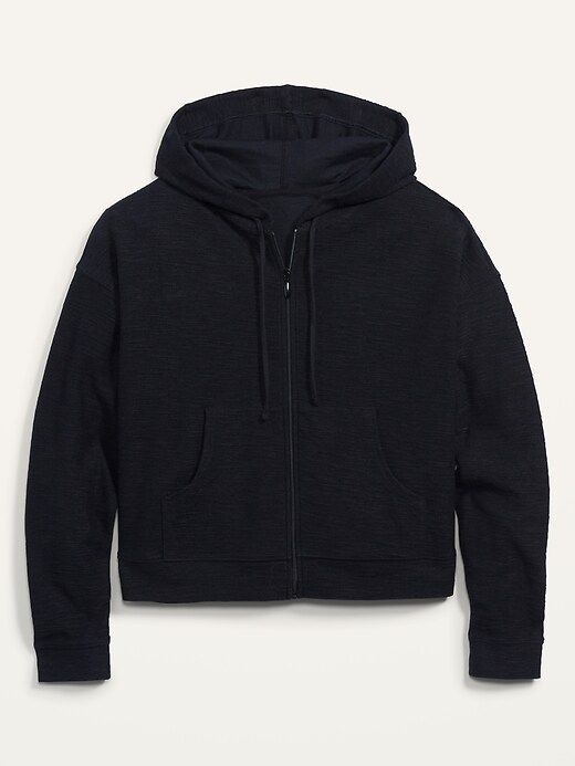 View large product image 2 of 3. Lightweight Textured Full-Zip Hoodie