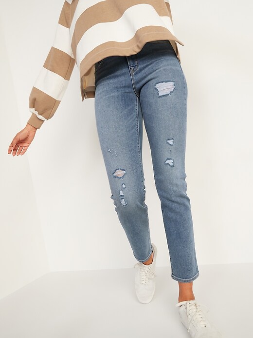 Image number 5 showing, High-Waisted Power Slim Straight Ripped Jeans for Women