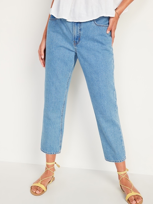 Image number 5 showing, High-Waisted Slouchy Straight Cropped Jeans for Women