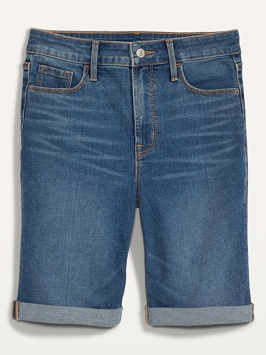 Image number 4 showing, High-Waisted Cuffed Bermuda Jean Shorts for Women -- 9-inch inseam