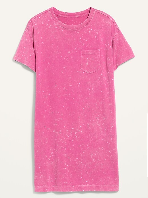 View large product image 2 of 3. Loose Vintage Short-Sleeve Mineral-Dyed T-Shirt Shift Dress for Women