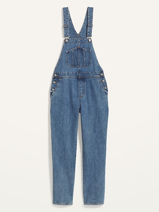 Image number 4 showing, Slouchy Straight Medium-Wash Workwear Jean Overalls for Women