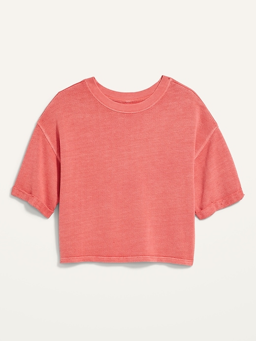View large product image 1 of 3. Oversized Garment-Dyed Cali-Fleece Elbow-Sleeve Sweatshirt for Women