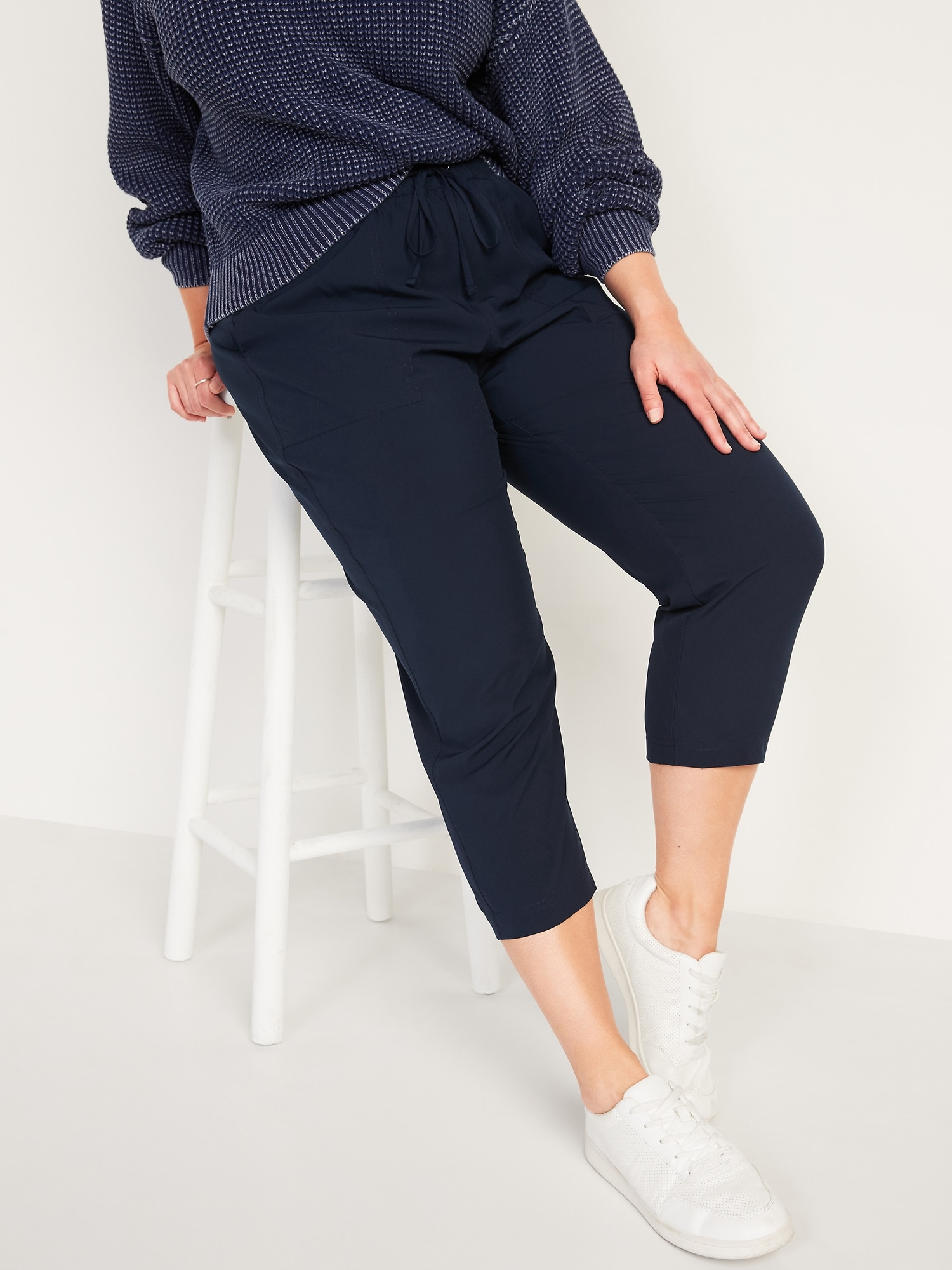 High-Waisted StretchTech Utility Crop Pants for Women