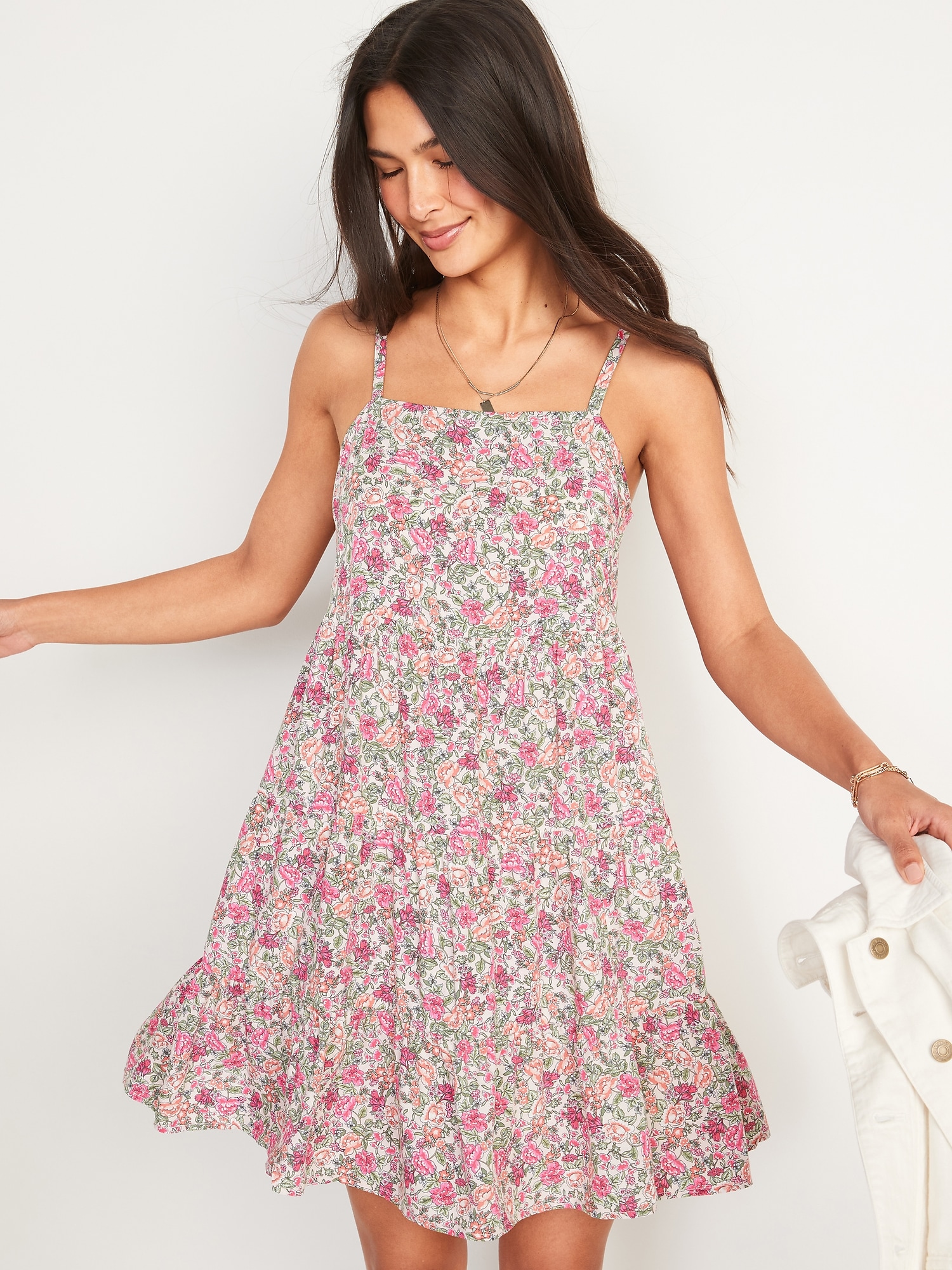 Sleeveless Tiered Floral Print Swing Dress for Women Old Navy