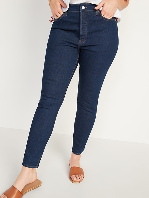 Image number 1 showing, Extra High-Waisted Pop Icon Skinny Button-Fly Jeans for Women