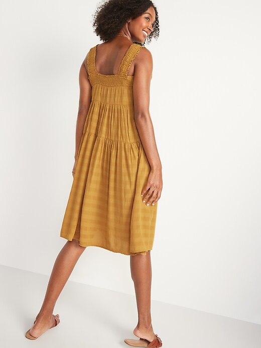 Image number 6 showing, Sleeveless Smocked Tonal-Stripe Midi Swing Dress for Women