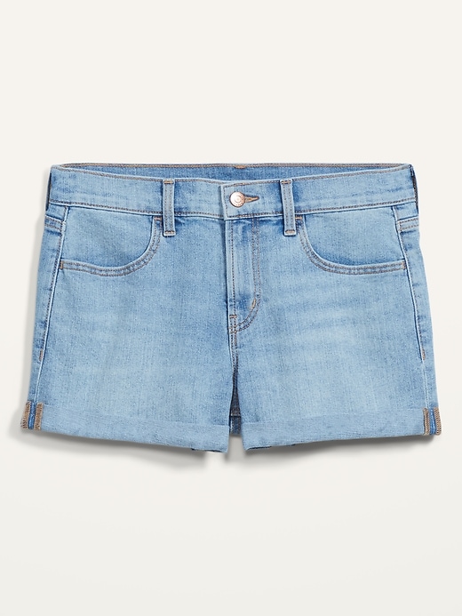 Image number 4 showing, Mid-Rise Light-Wash Jean Shorts -- 3-inch inseam