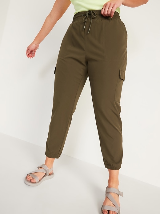 Image number 1 showing, High-Waisted StretchTech Cargo Joggers