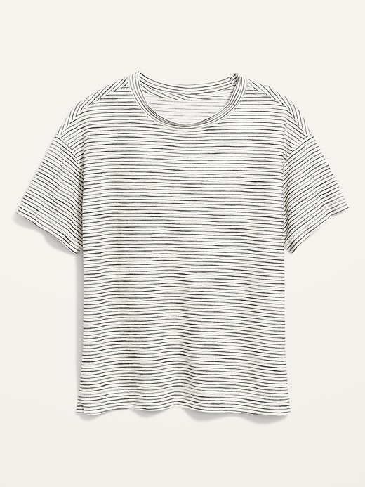 L'image numéro 1 présente T-shirt ample rétro à rayures texturées pour Femme