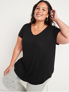 Luxe Short-Sleeve Voop-Neck Tunic T-Shirt for Women