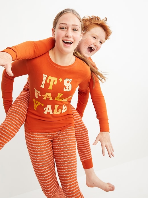 View large product image 1 of 4. Matching Thanksgiving Gender-Neutral Snug-Fit Pajama Set For Kids
