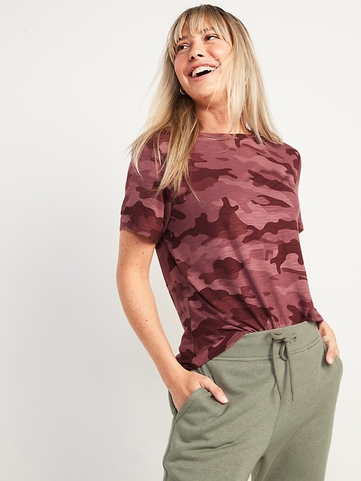 Image number 1 showing, Luxe Camo Slub-Knit T-Shirt for Women