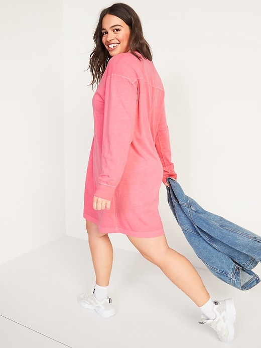 Image number 2 showing, Loose Vintage Garment-Dyed Long-Sleeve T-Shirt Shift Dress