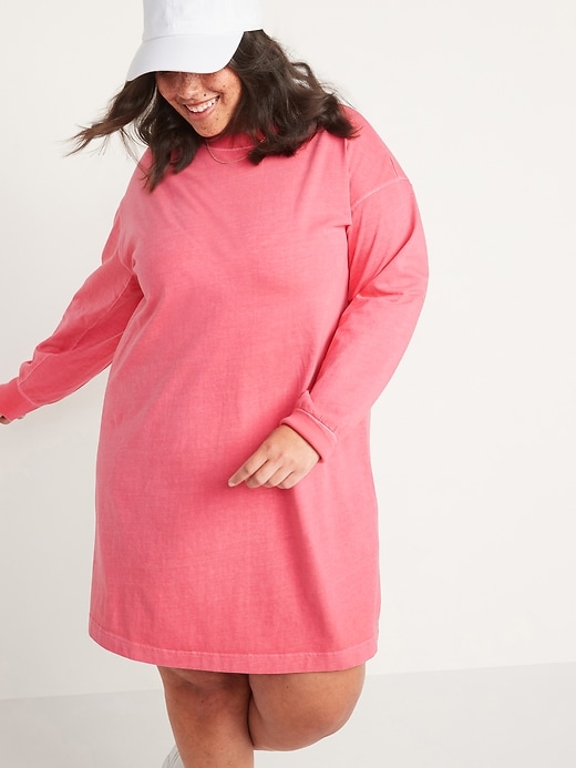 Image number 7 showing, Loose Vintage Garment-Dyed Long-Sleeve T-Shirt Shift Dress