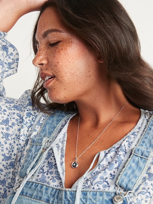 Image number 2 showing, Silver-Toned Medallion Pendant Necklace For Women