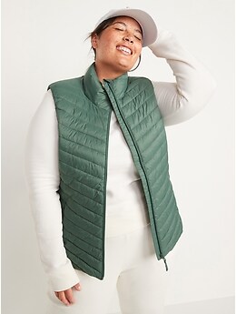 Water-Resistant Narrow-Channel Puffer Vest for Women