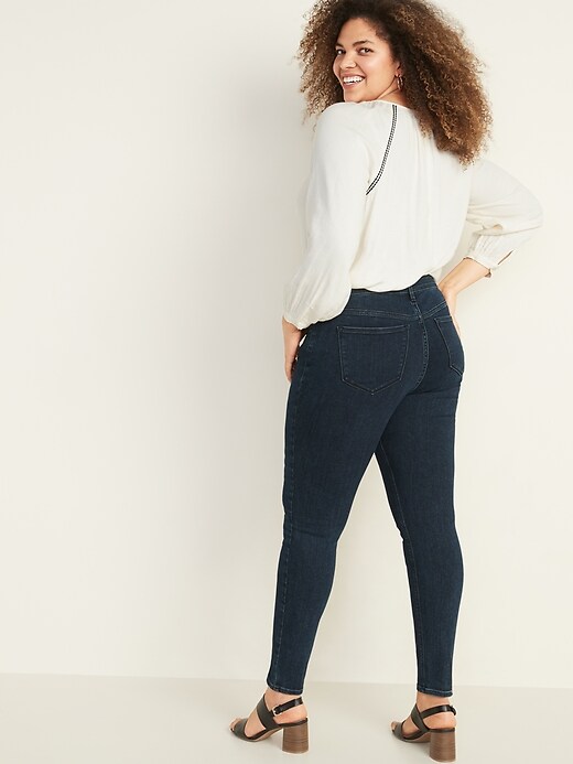 Image number 2 showing, Mid-Rise Dark-Wash Rockstar Super Skinny Jeans for Women