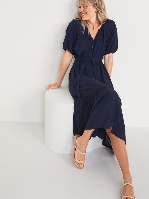 Image number 3 showing, Dobby Tie-Belt Shirt Dress for Women