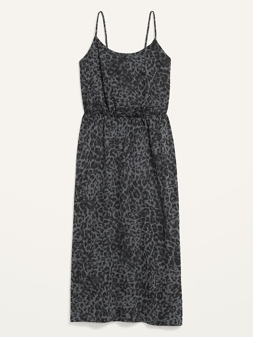Image number 4 showing, Waist-Defined Leopard-Print Slub-Knit Midi Cami Dress for Women