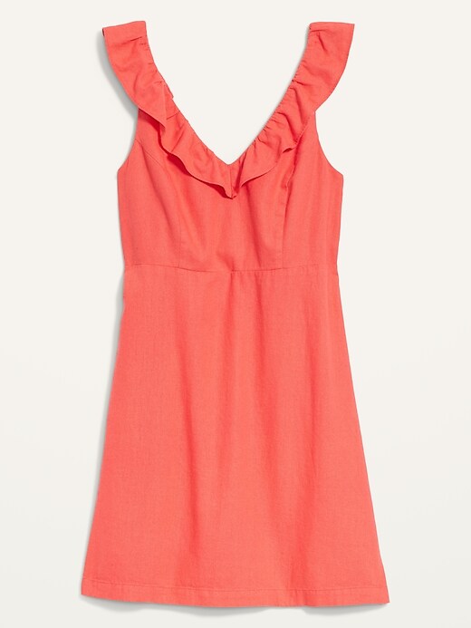 Image number 4 showing, Sleeveless Ruffled Fit & Flare Linen-Blend Dress for Women