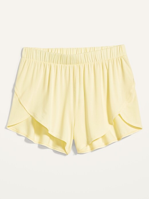 View large product image 1 of 3. High-Waisted Sunday Sleep Ultra-Soft Dolphin-Hem Pajama Shorts -- 3-inch inseam