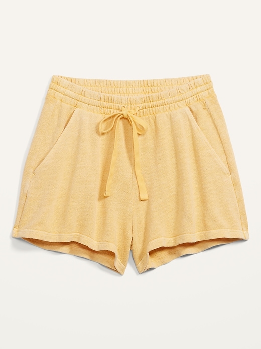 High-Waisted Garment-Dyed Cali-Fleece Shorts -- 3-inch inseam