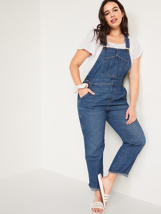 Image number 1 showing, Slouchy Straight Workwear Jean Overalls for Women