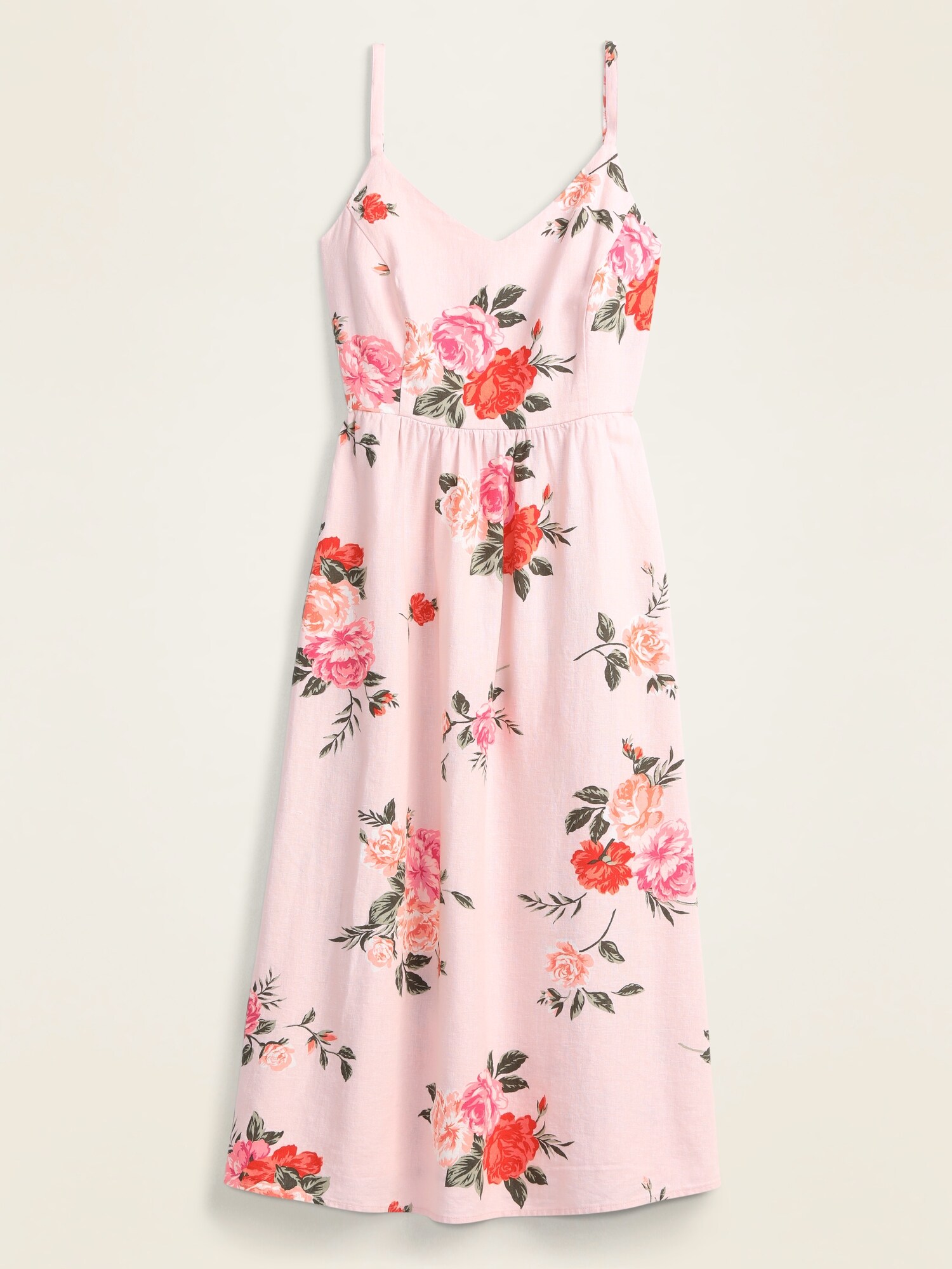 Floral Linen-Blend Fit & Flare Midi Sundress for Women | Old Navy