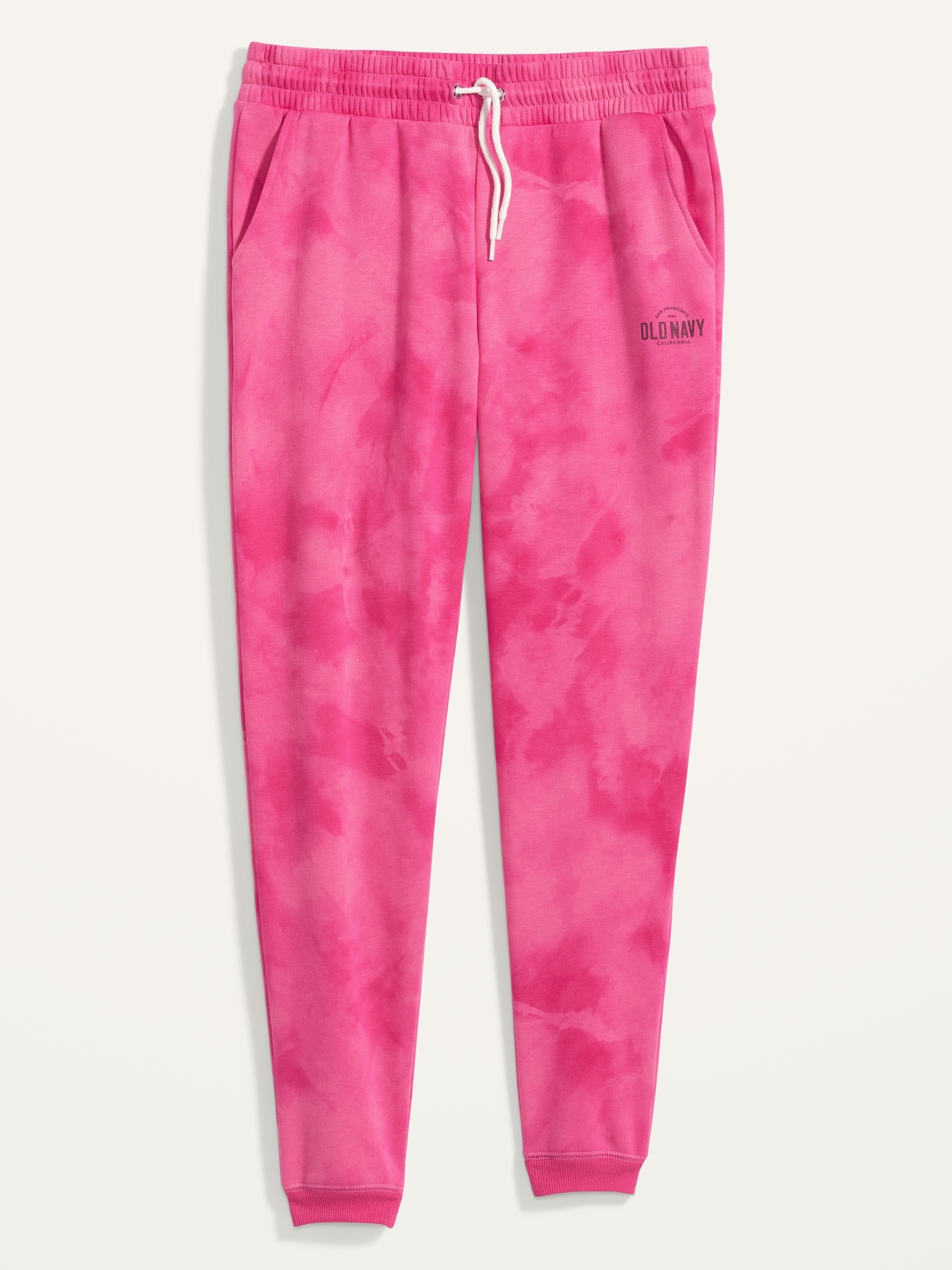 Mid-Rise Tie-Dyed Logo-Graphic Sweatpants - Pink