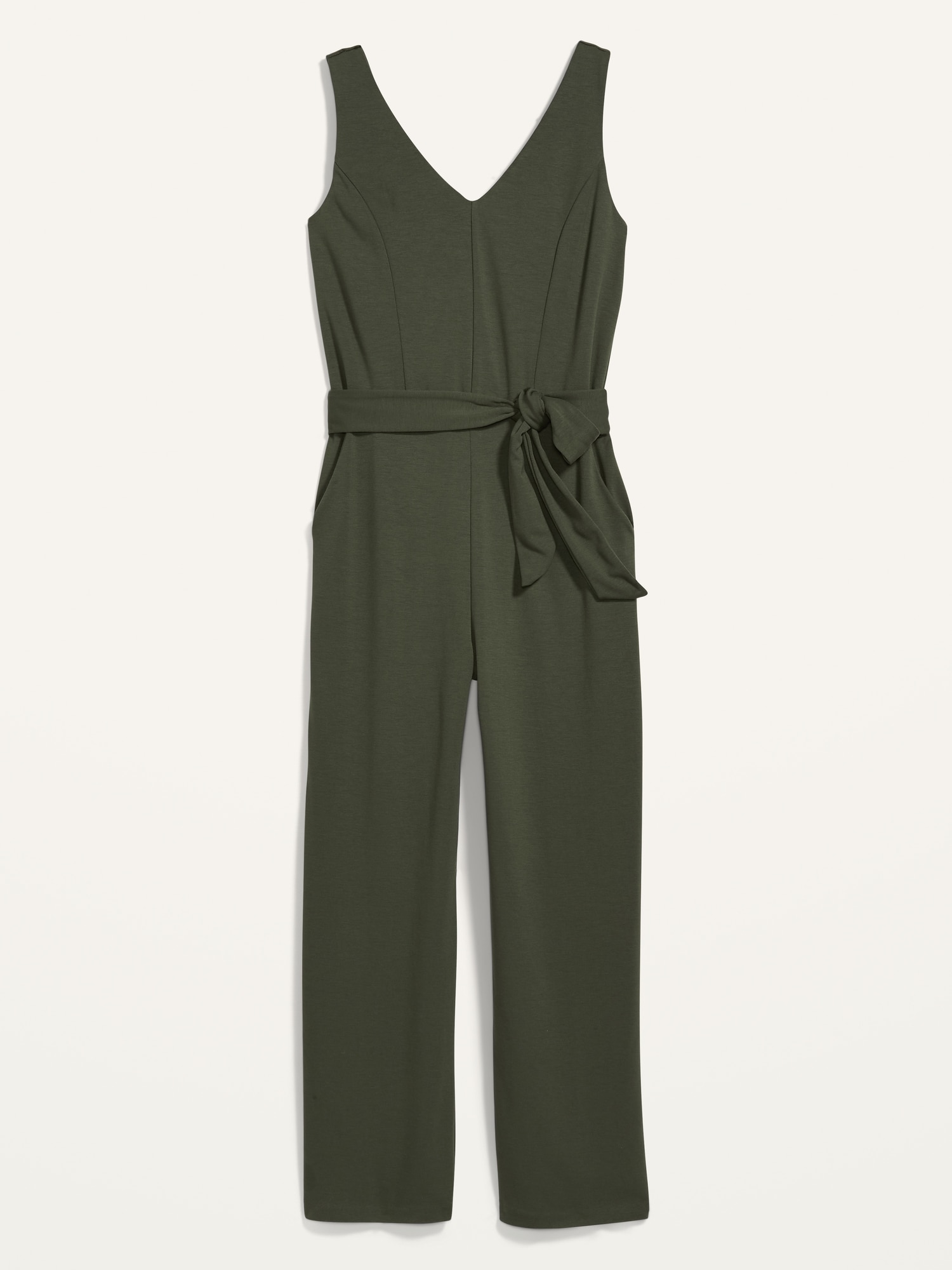 Ponte Split Neck Jumpsuit