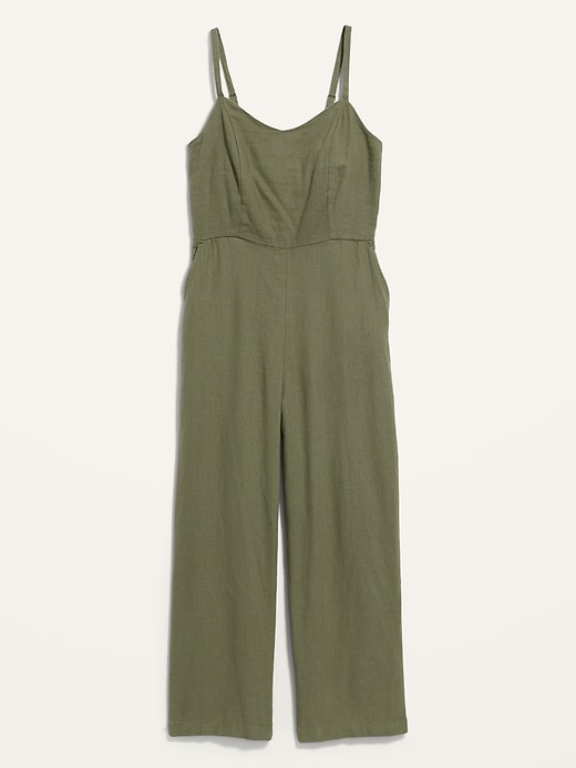 View large product image 2 of 3. Linen-Blend V-Neck Cami Jumspsuit for Women
