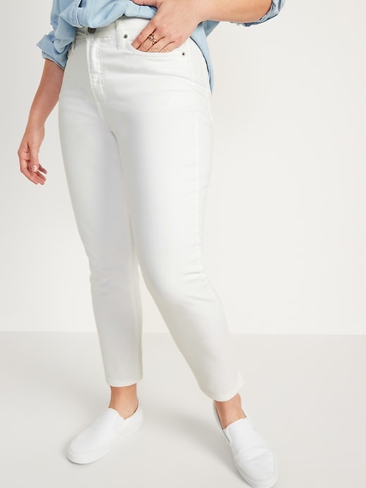 Image number 1 showing, High-Waisted O.G. Straight White Jeans for Women