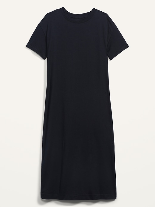 Image number 1 showing, Loose Vintage Garment-Dyed Midi T-Shirt Shift Dress for Women