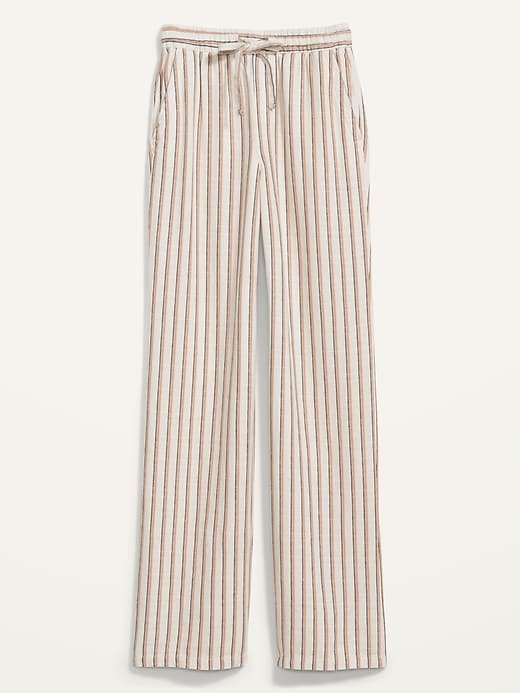 Old Navy High-Waisted Dobby-Stripe Linen-Blend Wide-Leg Pants Sz